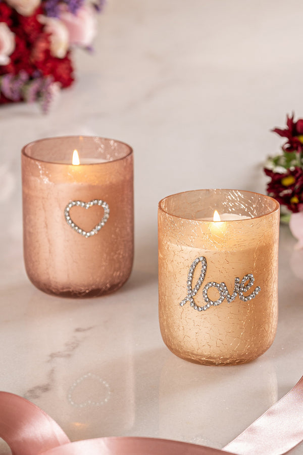 Embrace Bejeweled | U-Glass Candle | Peony & Blush | Set of 2