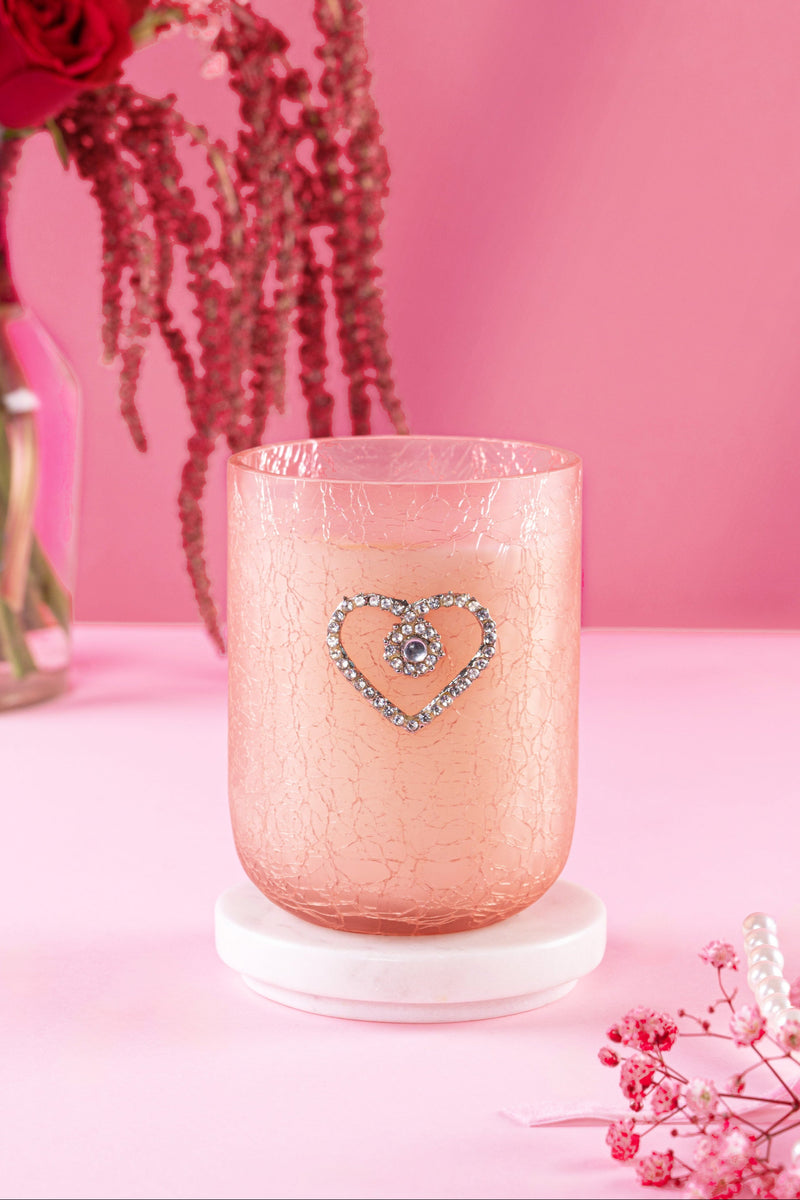 Embrace Bejeweled Glass Candle | Sacred Hearts