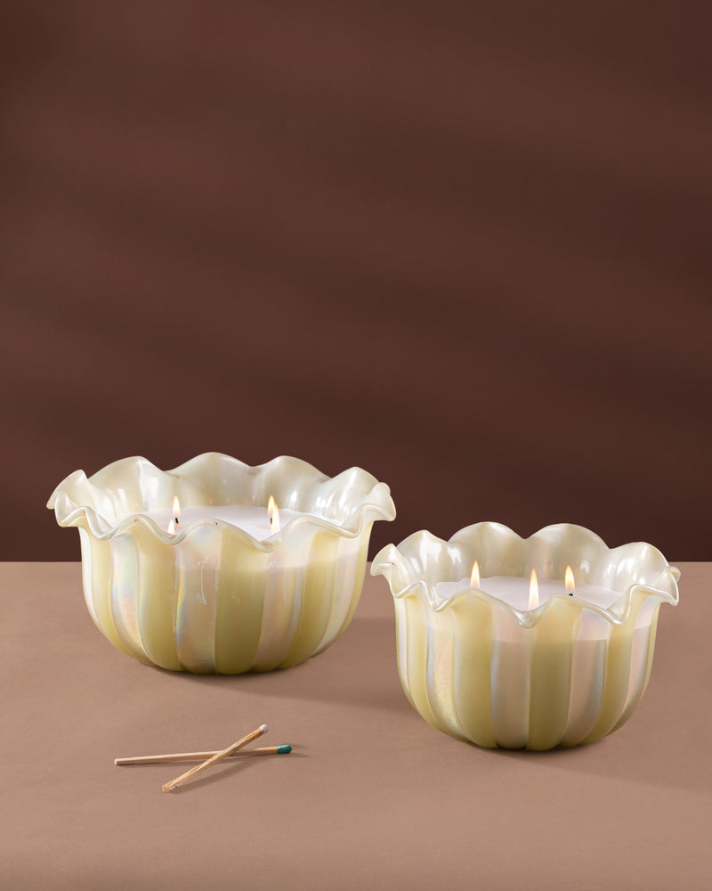 Zen Lotus | Flower Cut Bowl | Olive Green & Milky