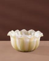 Zen Lotus | Flower Cut Bowl | Olive Green & Milky