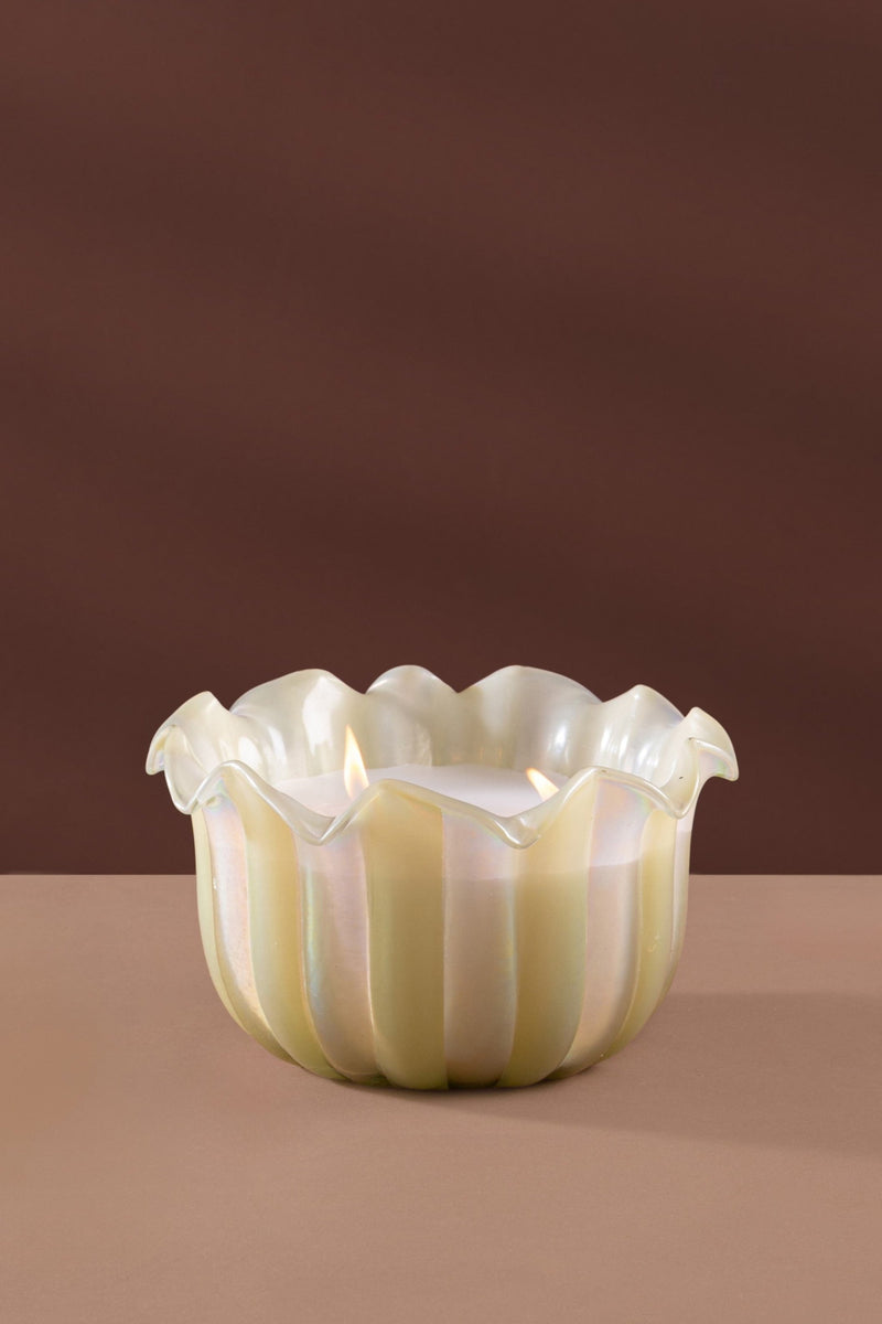 Zen Lotus | Flower Cut Bowl | Olive Green & Milky