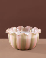 Zen Lotus | Flower Cut Bowl | Olive Green & Pink