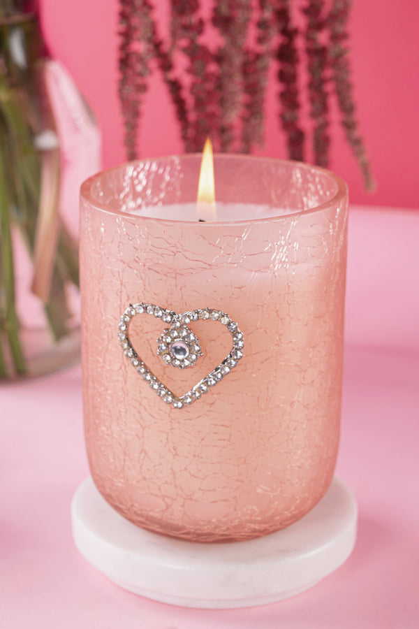 Embrace Bejeweled Glass Candle | Sacred Hearts