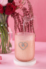 Embrace Bejeweled Glass Candle | Sacred Hearts