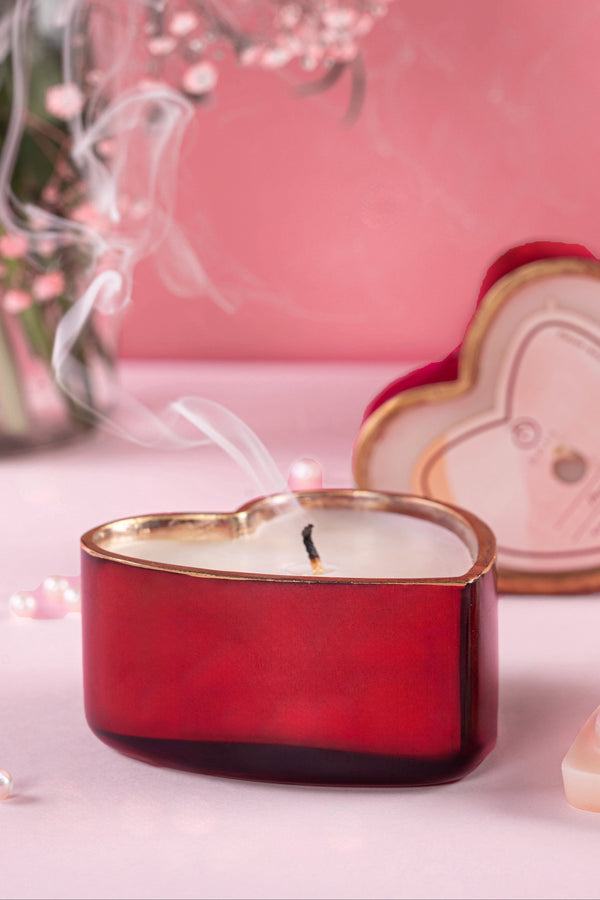 Red Sweetheart Trio Candle | 2 hearts & Wax Tablets