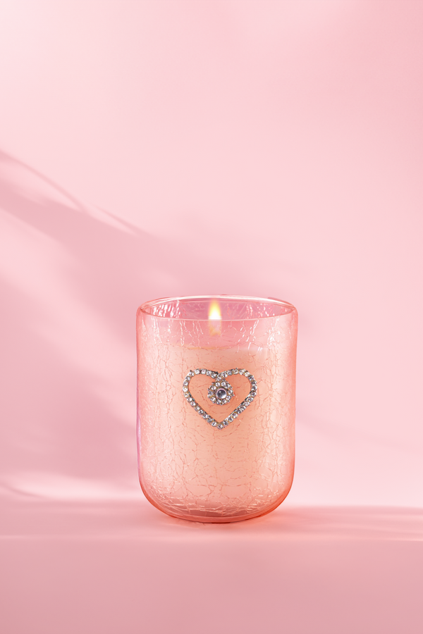 Embrace Bejeweled Glass Candle | Sacred Hearts