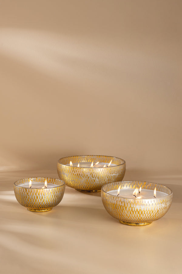 Gilded Grain-Cut Bowl Set Of 3 | Gold | Scented Candle