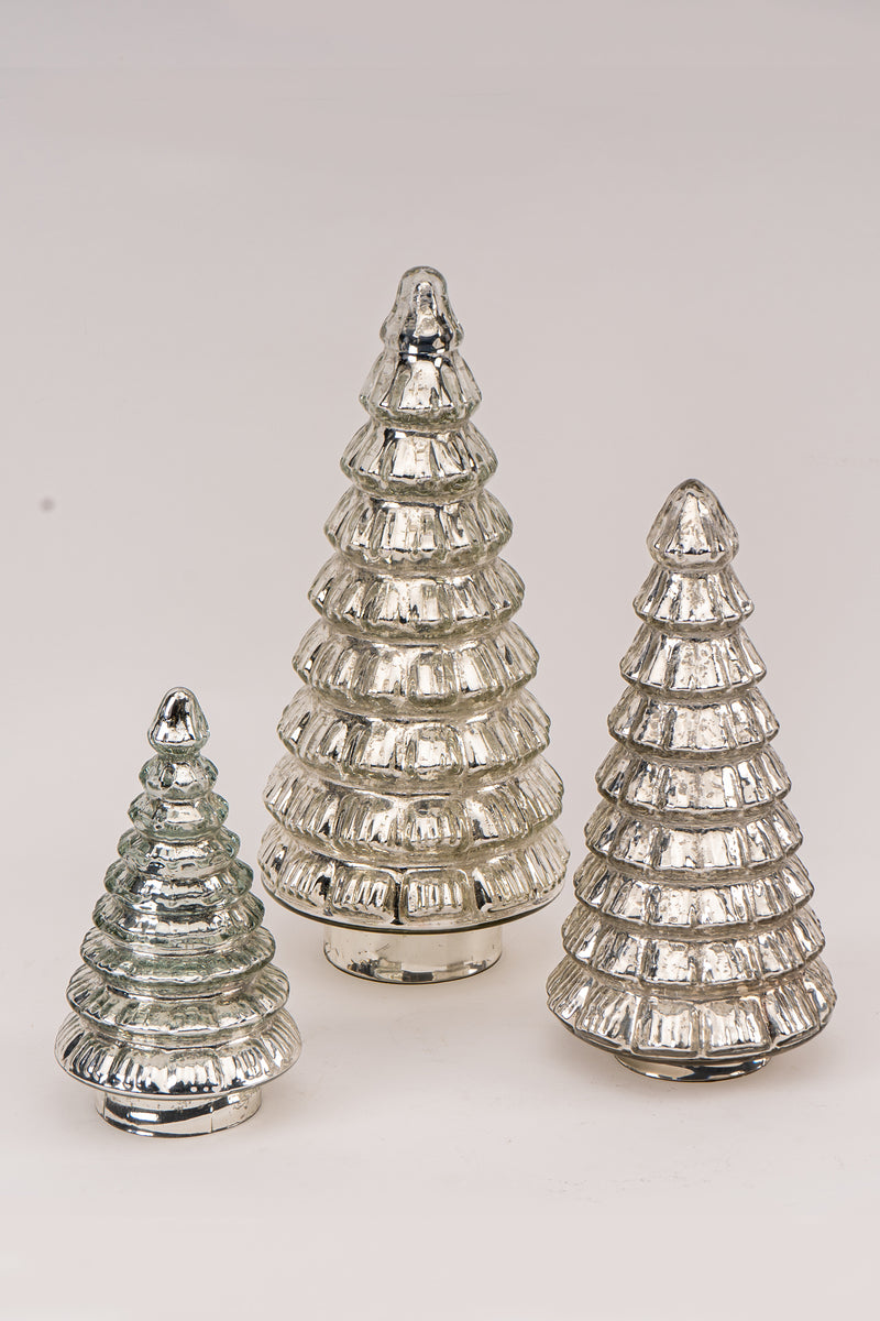 Silver | Led Fitted Glass Christmas Tree